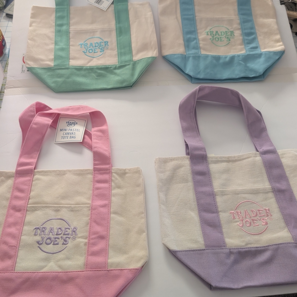 Mini Pastel Canvas Tote Bag - Pink, Lavender, Mint, Blue